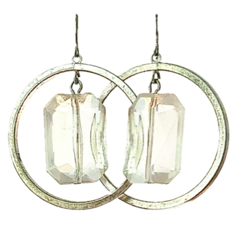 Clear Bead Circle Earrings